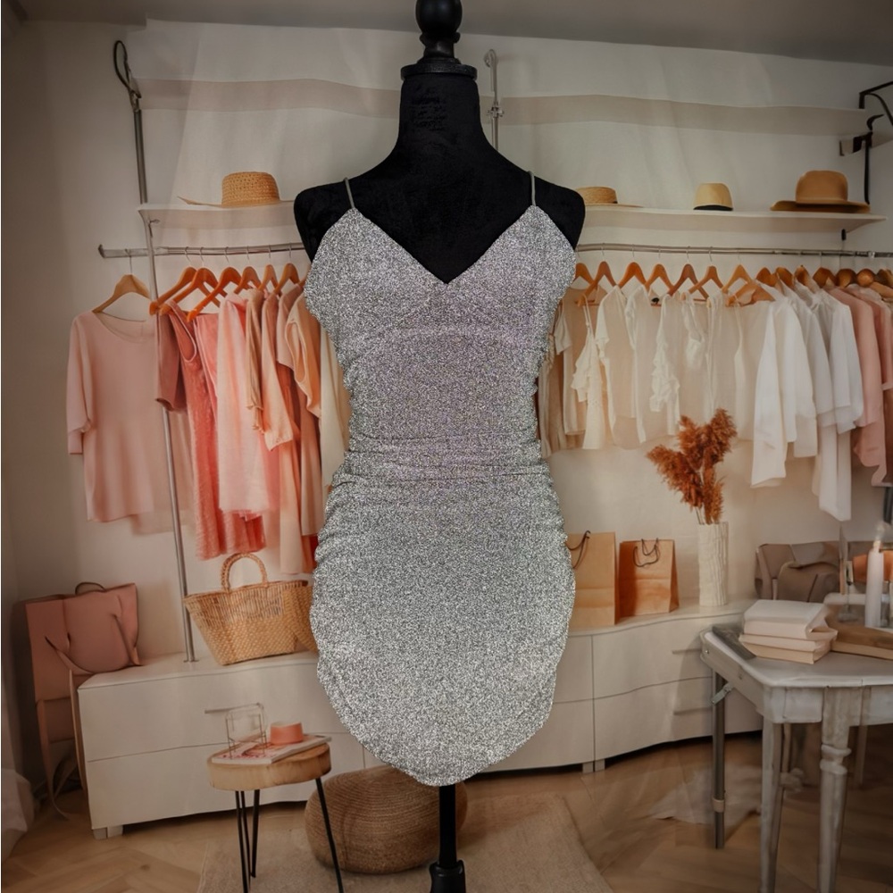 Elegant Silver Glitter Dress